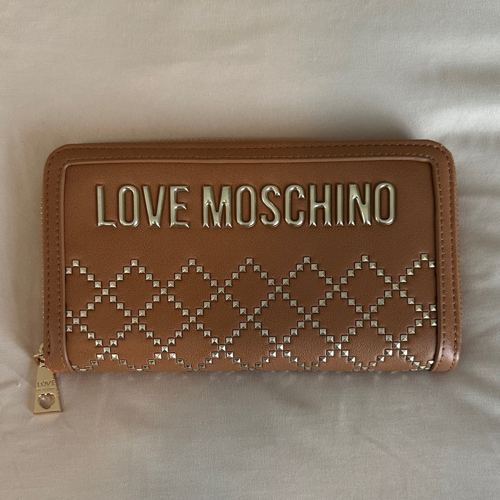 Love Moschino Tan Wallet with Gold Details